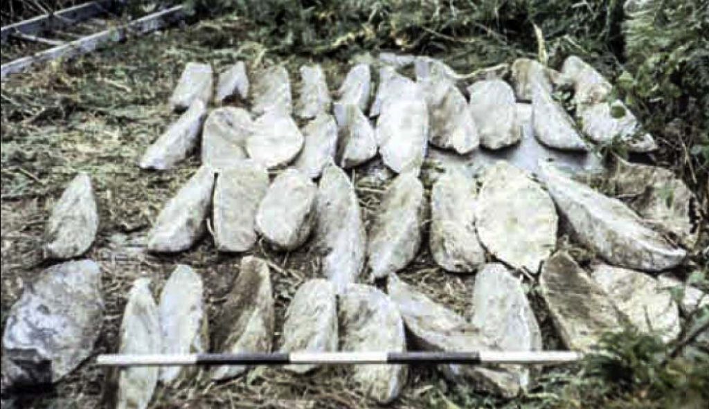 Lead ingots recovered from Bartholomew Ledges in a field on the island of Bryher in 1982